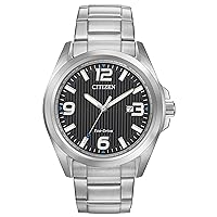 Citizen Men's Sport Casual Garrison 3-Hand Date Eco-Drive Watch, Arabic Markers, Stainless Steel, Luminous Hands, Field Watch