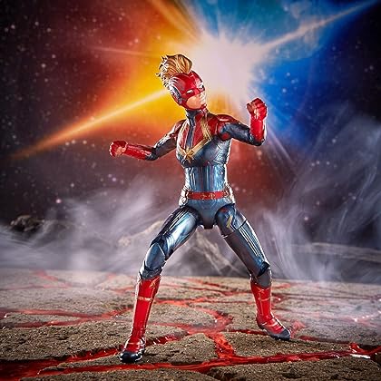 Marvel Captain Marvel 6-inch Legends Captain in Costume Figure for Collectors, Kids, and Fans