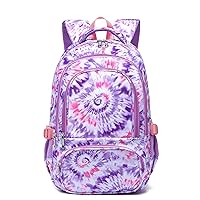 BLUEFAIRY Kids Backpack for Girls Elementary Primary Middle School Bag for Aged 8-10 for Teens Childs Bookbag Back to School Bag Gifts Mochilas para Niñas de 7 8 9 10 Tie-dye Purple