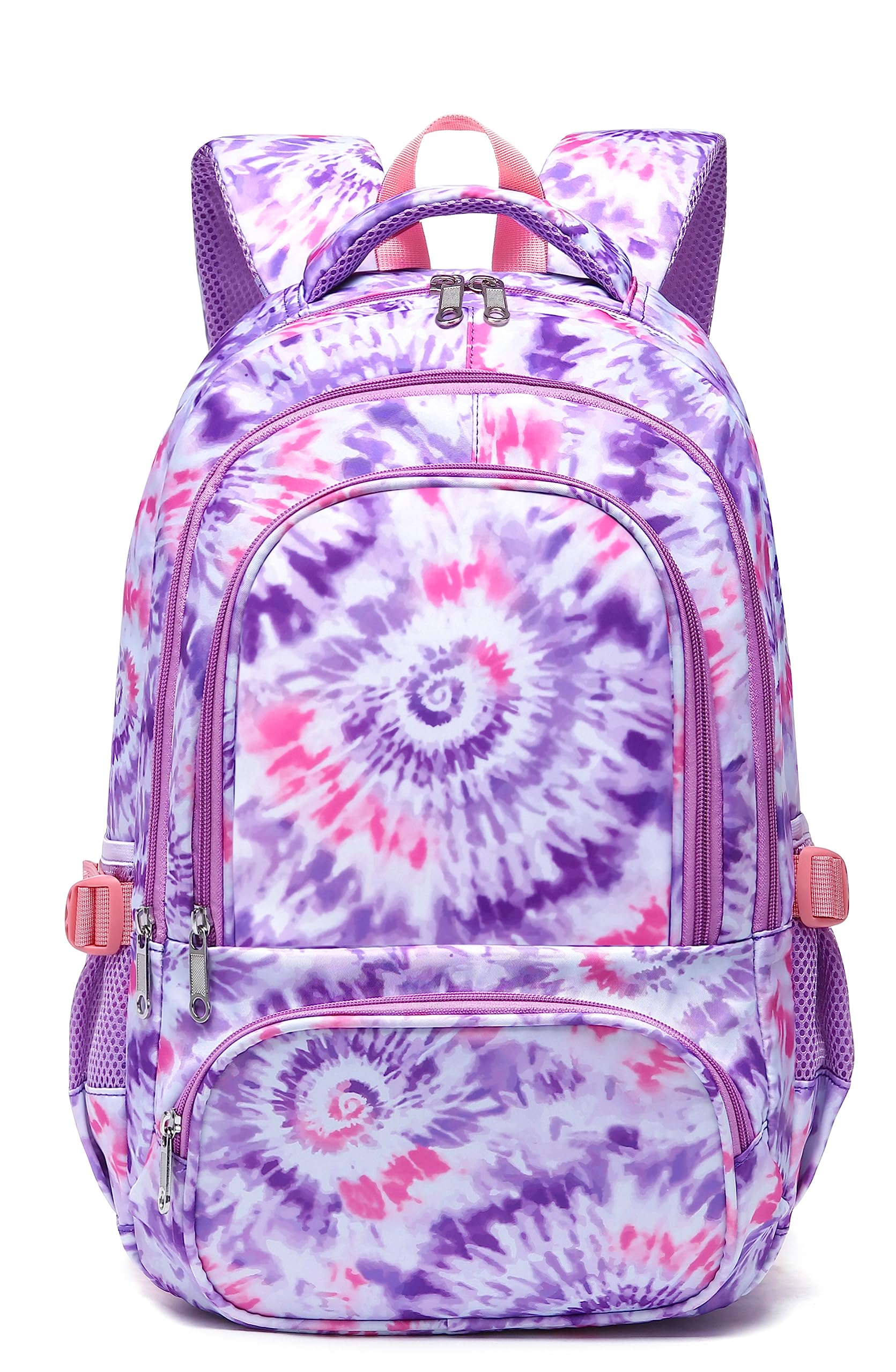 BLUEFAIRY Kids Backpack for Girls Elementary Primary Middle School Bags for Teens Childs Tie Dye Bookbags Cute Durable Travel Gifts Morrales Mochilas para Niñas de 4 5 6 7 8 9 Nños 17 Inch (Purple)