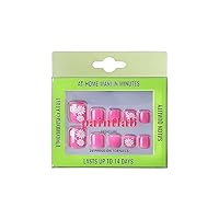 PaintLab Press On Pedicure Toes Nails | Pink with Flowers | Reusable