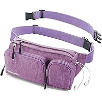 Fanny Pack For Women & Men Cute Waist Bag - Hiking Travel Camp Running - Headphone Hole, Money Belt with 6 Pockets, Strap Extension - Easy Carry Any Phone, Passport, Wallet - Water Resistant Holder