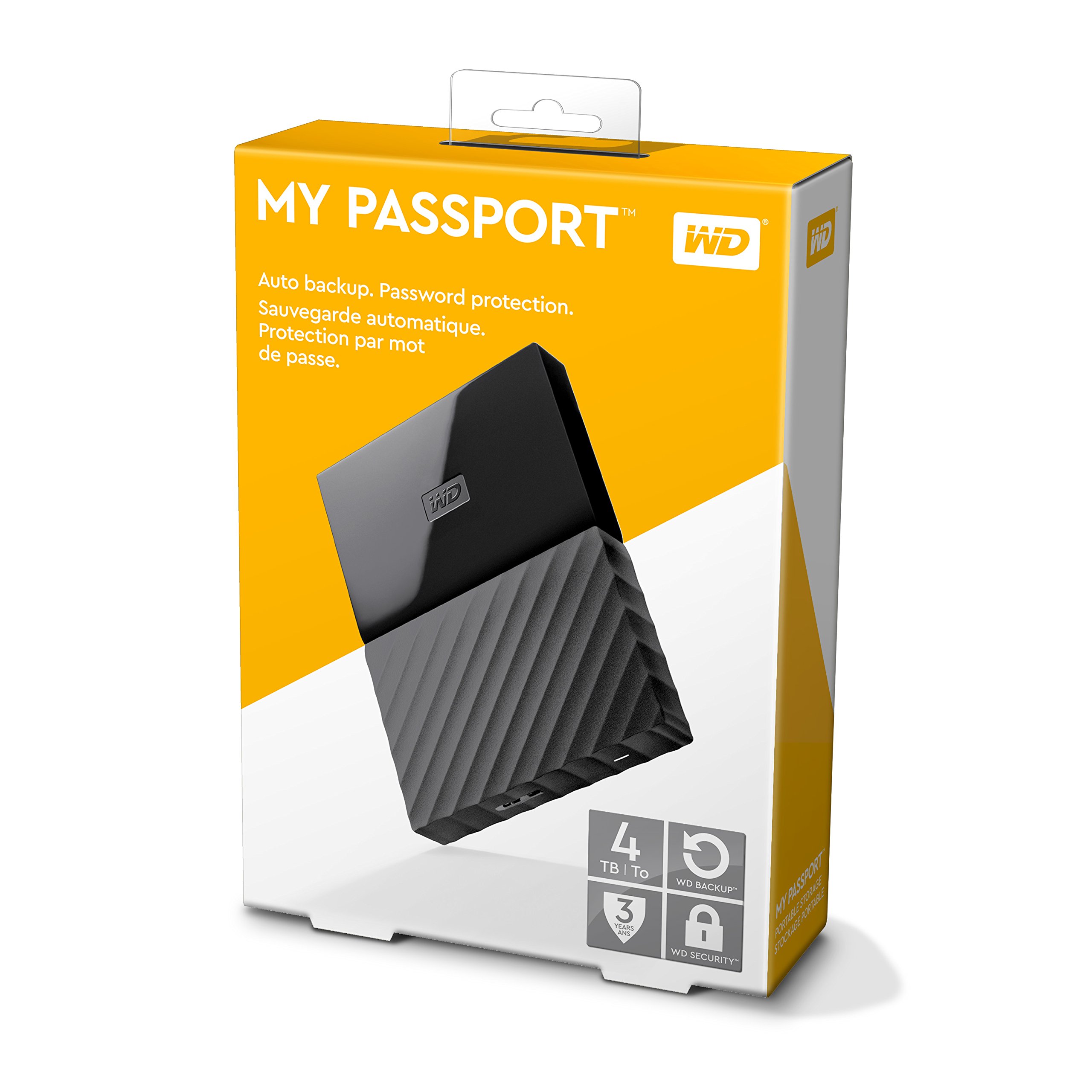 WD 4TB Black My Passport Portable External Hard Drive - USB 3.0 - WDBYFT0040BBK-WESN