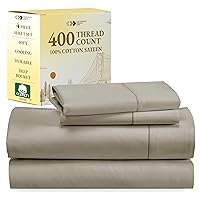 100% Cotton Sheets - Softest 4-Pc Queen Sheet Set, Cooling Sheets for Queen Size Bed, Deep Pockets, 400 Thread Count Sateen, Bedding Sheets & Pillowcases, Queen Sheets (Taupe)