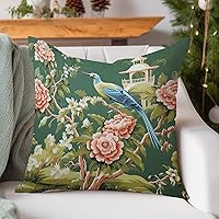Custom Pagoda Garden Imperial Green Chinoiserie Decorative Throw Pillow Covers 22