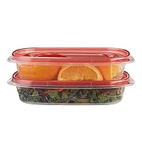 Rubbermaid TakeAlongs Rectangular Food Storage Containers, 4 Cup, Tint Chili, 2 Count
