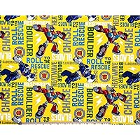 1 Yard - Boulder Heat Wave Rescue Bot on Yellow Cotton Fabric (Great for Quilting, Throws, Sewing, Craft Projects, and More) 1 Yard x 44