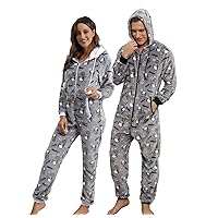 Azuki Matching Christmas Onesies Pajamas for Family, Couples Flannel Jumpsuit One Piece Sleepwear