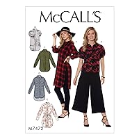 McCall's Patterns Misses' Raglan Sleeve, Button Tunics Shirt