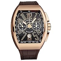 Men's 'Vanguard' Swiss Automatic Chronograph Watch - Brown Dial with Rose Gold Luminous Hands and Date - Sapphire Crystal and Brown Leather Strap - 18K Rose Gold Watch 45CCGLDBRNGLD1