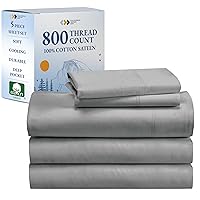 California Design Den Split King Sheets for Adjustable Bed, Buttery Soft 800 Thread Count, 100% Cotton Set Beats Fake Egyptian Claims, 5 Piece Set with 2 Twin XL Fitted Sheets (Light Gray)