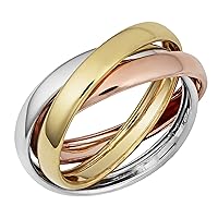 Kooljewelry 14k Tricolor Gold High Polish Trinity Rolling Ring for Women