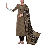 ladyline Womens Casual Printed Salwar Kameez with Chiffon Dupatta Ready to Wear Indian Dress