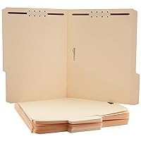 Amazon Basics Manila File Folders with Fasteners, Letter Size, 100-Pack, Light Brown