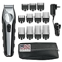 USA Lithium Ion Total Beard Trimmer for Men with 11 Guide Combs for Easy Trimming, Detailing, & Grooming – Model 9888