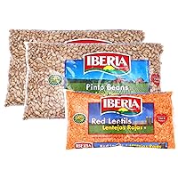 Iberia Pinto Beans 4 lb. (Pack of 2) + Iberia Red Lentil Beans, 12 oz.