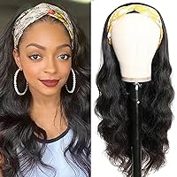 Headband Wig Human Hair Wig Body Wave Glueless Wigs Human Hair Headband Wigs for Black Women Wear and Go Glueless Wig 100% Brazilian Virgin Wigs Human Hair 150% Density（18 inch）