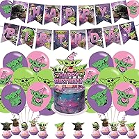 𝓑𝓪𝓫𝔂 𝓨𝓸𝓭𝓪 Birthday Decoration,Pink 𝓑𝓪𝓫𝔂 𝓨𝓸𝓭𝓪 Party Decorations Include 𝓨𝓸𝓭𝓪Banner,Cake Toppers and Ballons for 𝓑𝓪𝓫𝔂 𝓨𝓸𝓭𝓪 Themed Birthday Supplies