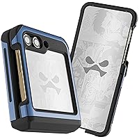 Ghostek ATOMIC slim Galaxy Flip5 Case Clear Back with Blue Aluminum Metal Bumper Premium Rugged Heavy Duty Shockproof Protection Phone Cover Designed for 2023 Samsung Galaxy Z Flip 5 (6.7 Inch) (Blue)
