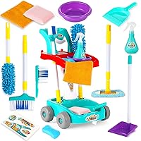 Kids Cleaning Set for Toddlers, Pretend Play Housekeeping Supplies Kit for Boys and Girls Complete with Broom, Mop, Dust Pan, Spray Bottle and More, Little Helper Tools and Montessori Toys