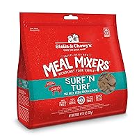 Stella & Chewy's Freeze Dried Raw Surf & Turf Meal Mixer – Dog Food Topper for Small & Large Breeds – Grain Free, Protein Rich Recipe – 8 oz Bag