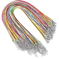 Necklace Cord, YGDZ 100pcs Waxed Necklace Cord Bulk with Clasp Necklace Rope String for Necklace Bracelet Jewelry Making Accessories, Multicolor(Thickness 1.5mm)