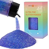 HTVRONT Holographic Ultra Fine Glitter Powder - Blue Resin Glitter 50g/1.76oz, Double-Duty Cap Craft Glitter Powder, Non-Toxic Glitter for Slime, Nails, Candle Making, Crafts