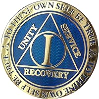 RecoveryChip 1 Year AA Medallion Reflex Blue Gold Plated Chip
