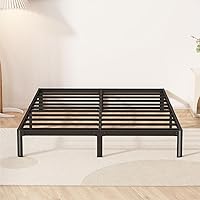 7 Inch California King Bed Frames No Box Spring Needed, Heavy Duty Cal King Metal Platform Bed Frame with Rounded Corner Legs, Easy Assembly, Noise Free, Black