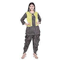 krishan Women's Printed Rayon Ethnic Jacket Kurta and Dhoti Pant Set