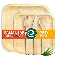 ECO SOUL 100% Compostable Palm Leaf Dinnerware Set [10