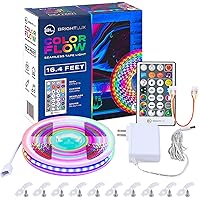RGBIC COB LED Strip Light, Color Changing, Chasing, Music Sync, 16.4ft Flexible Tape Light with Remote Control, Indoor Light, TV, Bedroom Light, DIY, Gaming, Red White and Blue