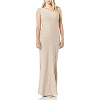 Dress the Population Women's Valentina Lace Cap Sleeve One Shoulder Long Dress