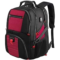 YOREPEK 18.4 Laptop Backpack,Large Backpacks Fit Most 18 Inch Laptop with USB Charger Port,TSA Friendly Flight Approved Weekend Carry on Backpack with Luggage Strap for Men and Women, Red