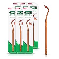 GUM Stimulator Permanent Handle - 1 Rubber Tip Included - Long Handled Massager for gums - Remove Plaque & Promote Gum Health, Pack of 6