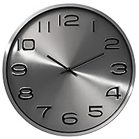 Modern Decorative Aluminum Round Wall Clock for Living Room, Kitchen, Dining Room, Silver
