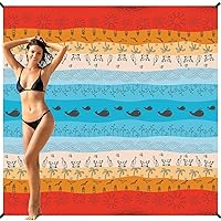 BYDOLL Beach Blanket 78''×81'' 1-5 Adults Oversized Lightweight Waterproof Sandproof Beach Blanket Large Picnic Mat Beach Blanket for Beach Travel Camping Hiking Picnic