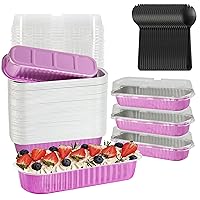 Mini Aluminum Pans with Lids, 50PCS 6.8OZ 200ML Disposable Ramekins With Lids Mini Bundt Cake Pan Mini Cake Pans With Lids Loaf Cupcakes Pan For Mother's Day Wedding Brithday Holiday,Pink