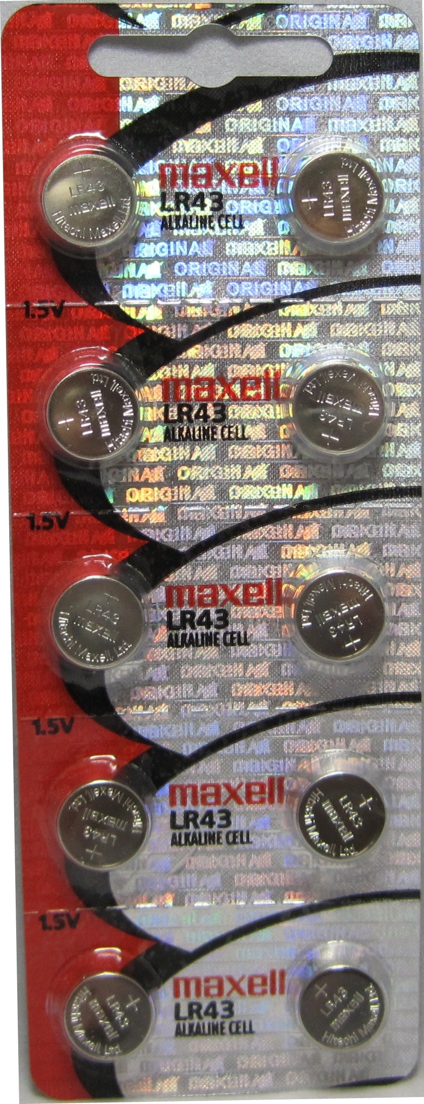 10 Maxell Lr43 AG12 386 Alkaline Batteries, New Hologram Packaging That Guarantees Authenticity