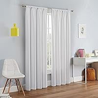 ECLIPSE Kendall Modern Blackout Thermal Rod Pocket Window Curtain for Bedroom or Living Room (1 Panel), 42 in x 95 in, white
