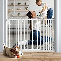 29.5” to 37.8” Safety Baby Gate, Extra Wide Auto-Close Dog Gate for Stairs, Easy Walk Thru Indoor Pet Gate for Doorways and Rooms,30in Tall, White