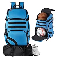 TRAILKICKER Basketball Backpack with Laptop Compartment and Bonus Attachable Laundry/Shoe Bag, Outdoor Sports Equipment Gym Bag for Baseball, Soccer, Football, Volleyball, Travel, School - 35L