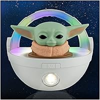 STAR WARS LED Night Light, Baby Yoda Floating Carrier, The Mandalorian, Grogu, Color Changing, Battery Operated, Night Light, Flashlight, Perfect for Bedside, Wall, Shelves, and More, 60388