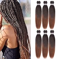 Liang Dian Pre-Stretched Braiding Hair 22 inch 6 packs Hot Water Setting Synthetic Hair Crochet Braiding Hair Extension (Ombre Brown)