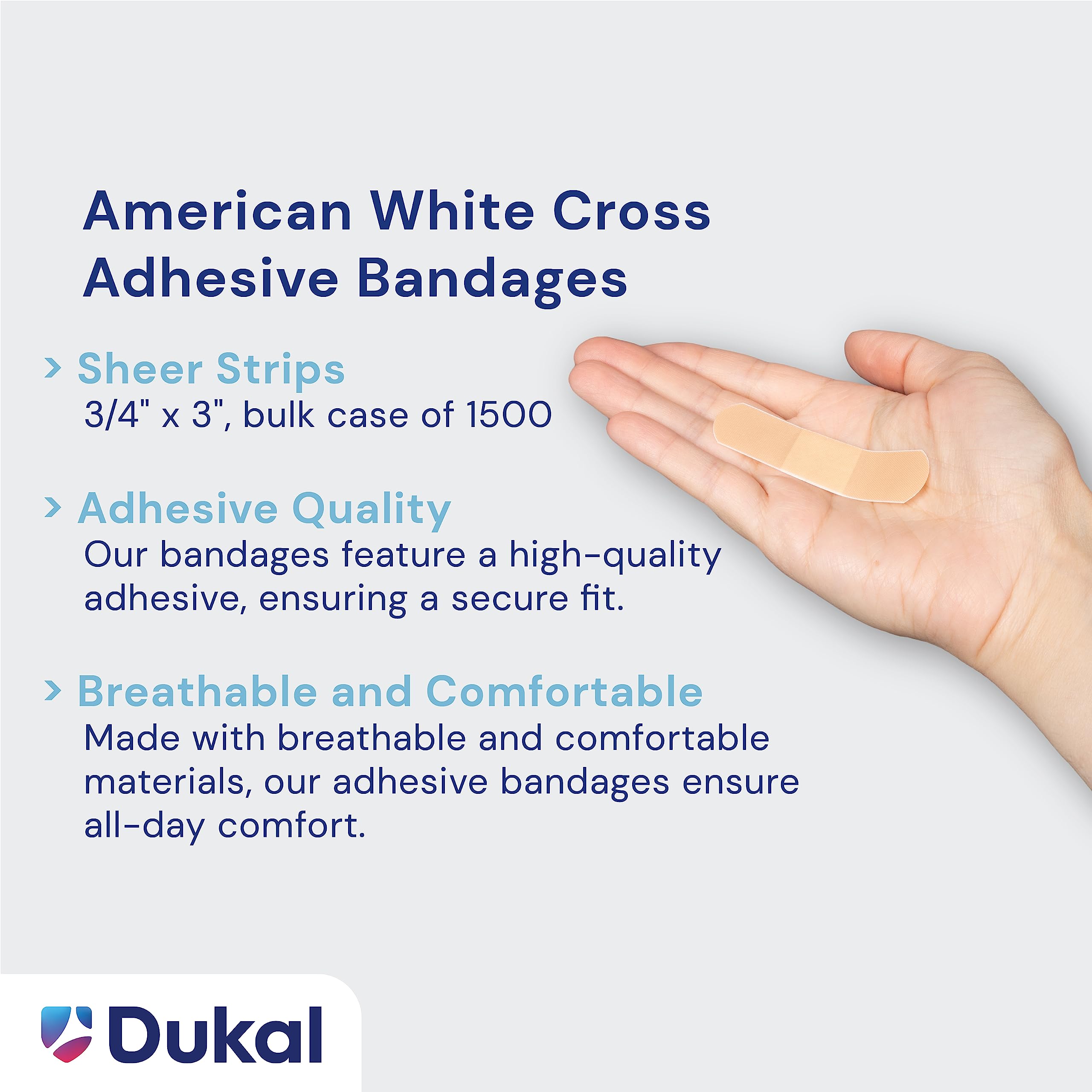 American White Cross Adhesive Bandages, Sheer Strips, 3/4
