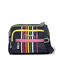 Triple Zip Small Crossbody Bag for Women - 8x6 inch Convertible Fanny Pack Belt Bag - Lightweight Water-resistant