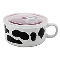 Boston Warehouse Souper Mug with Lid, Udderly Cows Collection, 22oz Capacity, Hand Painted
