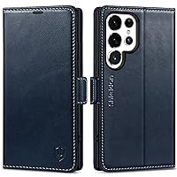 SHIELDON Case for Galaxy S24 Ultra 5G, Genuine Leather Wallet Folio Case RFID Blocking Card Holder Kickstand Shock Absorbing Protection Cover Compatible with Galaxy S24 Ultra 6.8