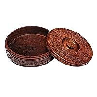 wooden fully carved casserole roti box with lid/chapati box for kitchen/gift item
