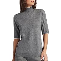 ELLEN TRACY Women's Mock Neck Sweater, Carlee Elbow Sleeve Turtleneck Pullover Shirt Top